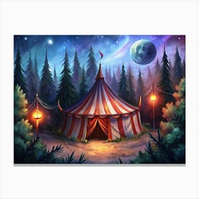 Big Top Circus Tent In A Dark Forest Canvas Print