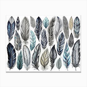 Watercolor Feathers Collection Canvas Print