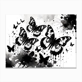 Black And White Butterflies 3 Canvas Print