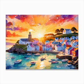 Sunset At The Harbor Canvas Print