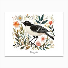 Little Floral Magpie 3 Poster Canvas Print