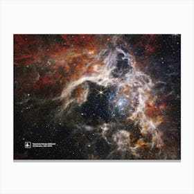 JWST Tarantula Nebula, 30 Doradus, NGC 2070 - Emission Nebula in the Large Magellanic Cloud (James Webb/JWST) — space poster, science poster, space photo, space art, jwst picture Canvas Print