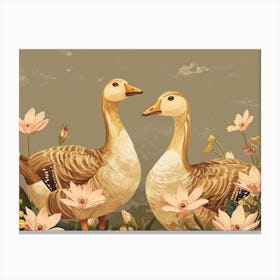 Floral Animal Illustration Goose 2 Canvas Print