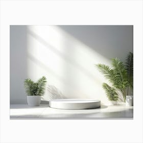 White Room With Plants 1 Canvas Print