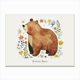 Little Floral Brown Bear 2 Poster Canvas Print