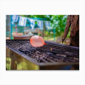 Balloon Filled With Water Placed On A Hot Grill Canvas Print