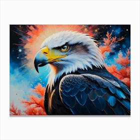 Eagle In Autumn at Night in Impressionism Abstract Color Brushstroke Canvas Print