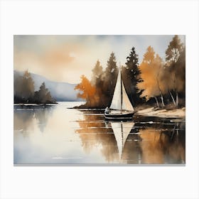 Sailboat Painting Lake House (7) Canvas Print