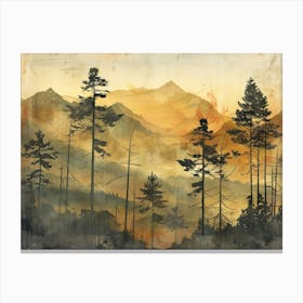 Landscape Retro Illustration 6 Canvas Print