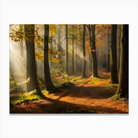 Forest With Sunbeams 01 Canvas Print