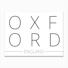 Oxford England Typography City Country Word Canvas Print