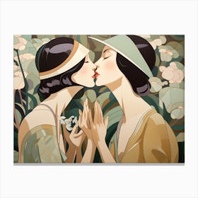 Two Ladies Kissing Canvas Print