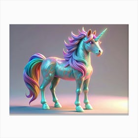 Rainbow Colored Unicorn With A Pink Mane Canvas Print