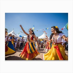 Cultural Heritage Festival Showcasing Diverse Traditional Attire Each Individual Adorned In Vibrant Canvas Print