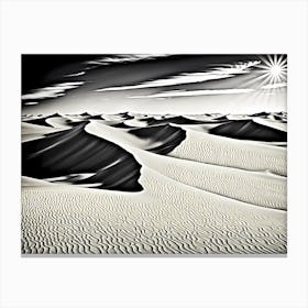 Sand Dunes, black and white monochromatic art 3 Canvas Print