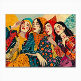 Three Women In Colorful Clothing Canvas Print