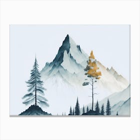 Mountain And Forest In Minimalist Watercolor Horizontal Composition 280 Canvas Print