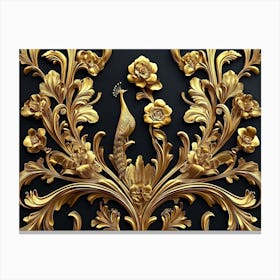 Gold Floral Pattern 2 Canvas Print