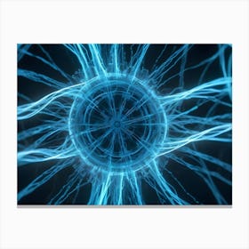 Abstract Circular, Glowing Blue Lines With A Spinning, Technological Look, Representing Energy, A Core, Or A Powerful Force Canvas Print