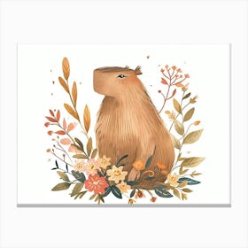 Little Floral Capybara 1 Canvas Print