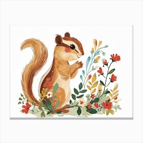 Little Floral Chipmunk 1 Canvas Print