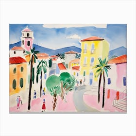 Reggio Emilia Italy Cute Watercolour Illustration 2 Canvas Print