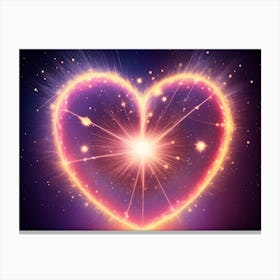 A Colorful Glowing Heart On A Dark Background Horizontal Composition 38 Canvas Print