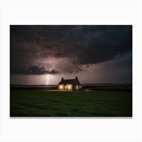 Lightning Over A House Canvas Print