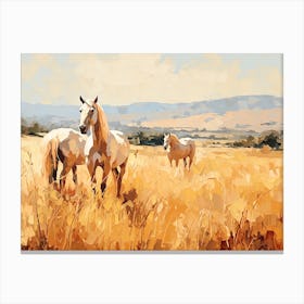 Horses Painting In Tuscany, Italy, Landscape 3 Canvas Print