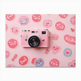 A Vintage Style Camera With A Pink Finish Canvas Print