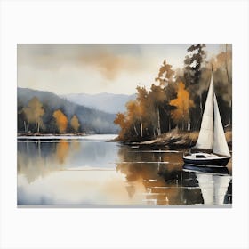 Sailboat Painting Lake House (32) Canvas Print