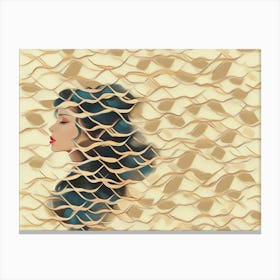 Abstract Woman With Blue Hair Canvas Print