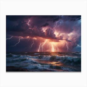 Lightning Over The Ocean 6 1 Canvas Print