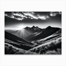 Black And White Mountainscape 3 Canvas Print