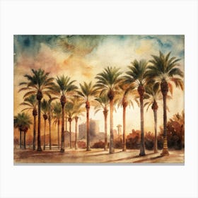 Palm Trees At Sunset Canvas Print