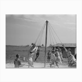 Children Swinging On Maypole, La Forge, Missouri,Project School At Southeast Missouri Farms By Russell Lee Canvas Print