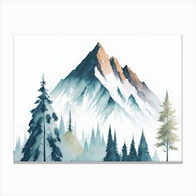 Mountain And Forest In Minimalist Watercolor Horizontal Composition 245 Canvas Print