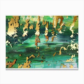 Gold Green Abstract Landscape Art Print Canvas Print
