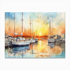 Sailboats At Sunset Canvas Print