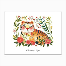 Little Floral Siberian Tiger 4 Poster Canvas Print