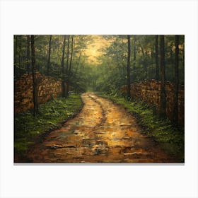 Dirt Road In The Forest Canvas Print