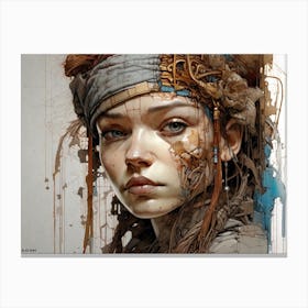 Young Poor Woman - Detailed Color Portrait in Griffiths Style Canvas Print