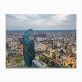 Milan Poster Skyscrapers aerial view Canvas Print