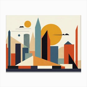 Cityscape, Geometric Abstract Art Canvas Print