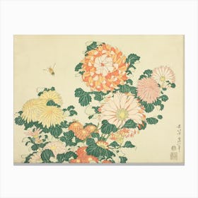 Chrysanthemums And Bee, Katsushika Hokusai Canvas Print