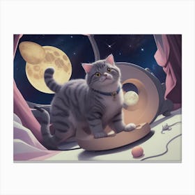 Cat In The Moonlight Canvas Print