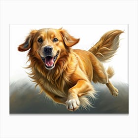 Golden Retriever Dog Running Joyfully 3 Canvas Print