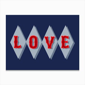 Love Diamonds Red and Blue Canvas Print