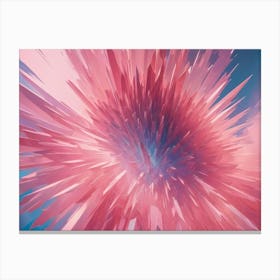 Sharp Geometric Shapes Resembling Crystals In Shades Of Pink And Blue With Glowing, Radiating Energy, Creating A Futuristic Or Crystalline Artwork Canvas Print