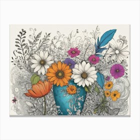 Blue Vase With Flowers Canvas Print